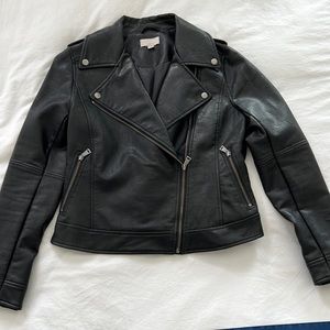 Brand New No Tags Loft 8 Black Leather Moto Jacket